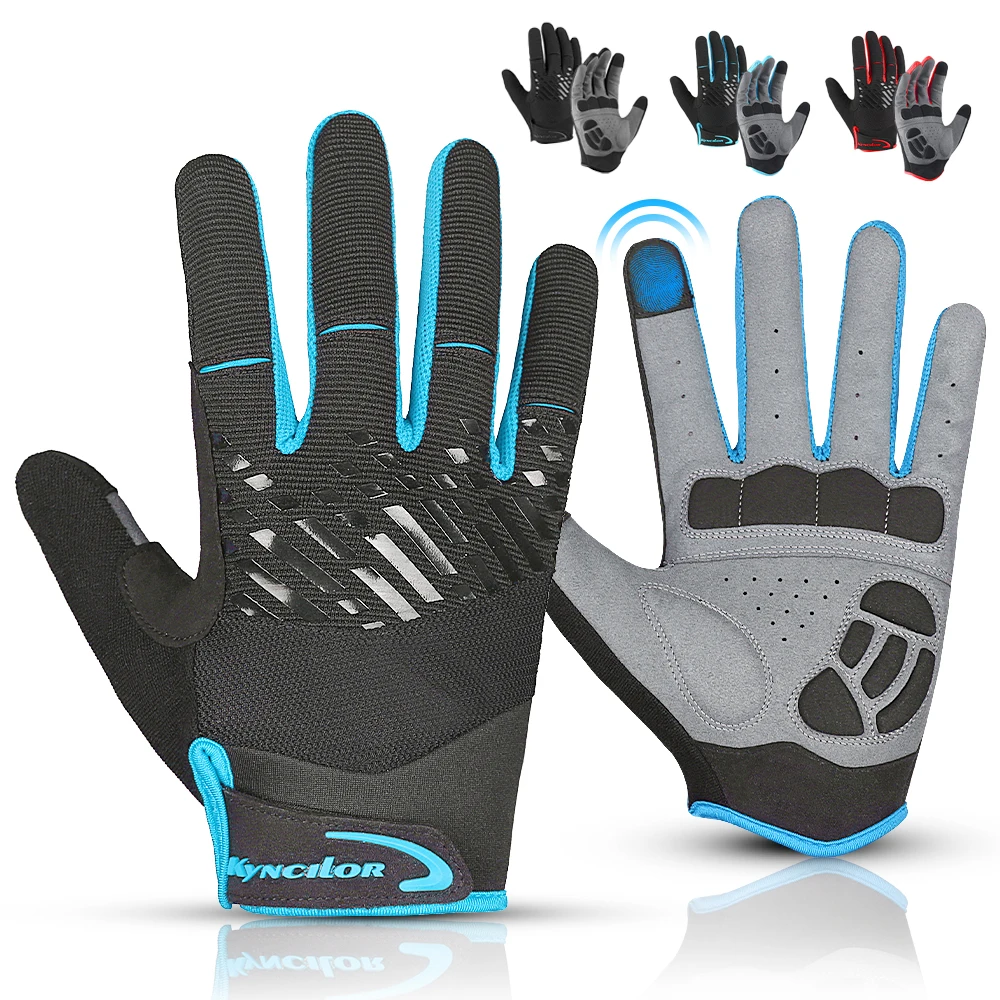 Herren Touchscreen-Fahrradhandschuhe, atmungsaktive Vollfinger-Fahrradhandschuhe, stoßdämpfende Handflächenpolster, Outdoor-Fahrrad- und Fahrhandschuhe für Männer