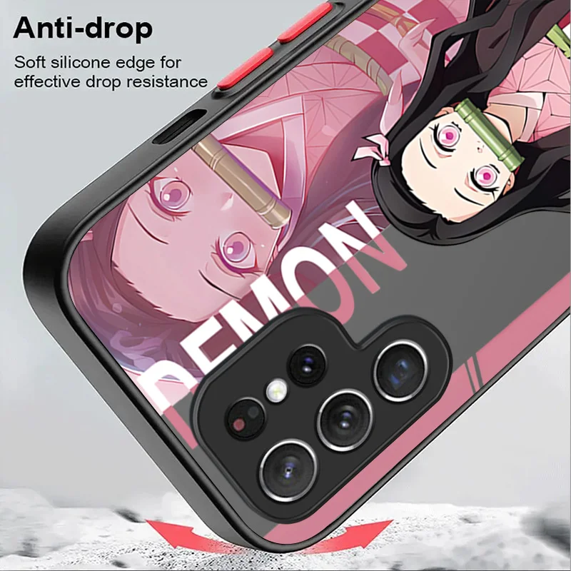 Anime Demon Slayer Matte Hard Case For Samsung Galaxy S24 S23 S22 Ultra S21 S20 FE S10 Plus Note 20 10 A15 A25 A35 A55 Cover