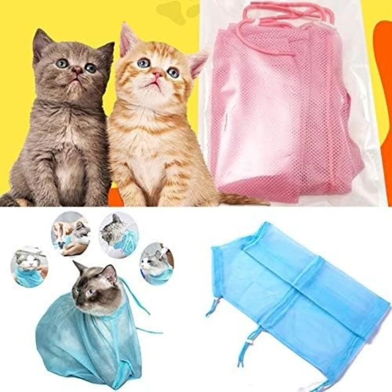 

Cat Grooming Bag for Outdoor Use - Breathable Mesh Polyester Bathing Pouch Camping Essential Safe for Nail Trim/Injections