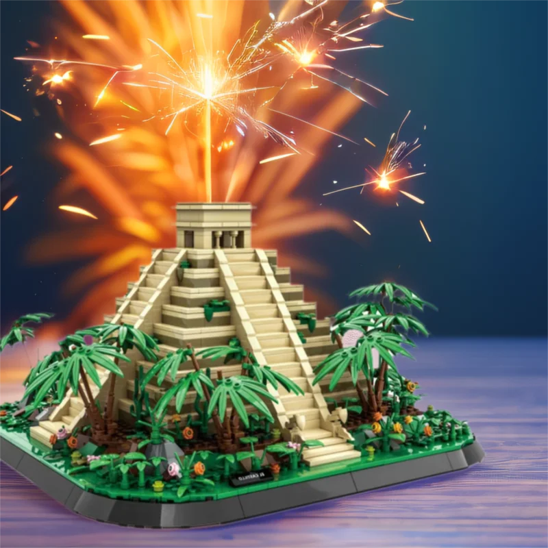 마야 역사 문화 건축물 멕시코 엘 카스티요 모델 세트 창의적 블록 조립 교육용 장난감
