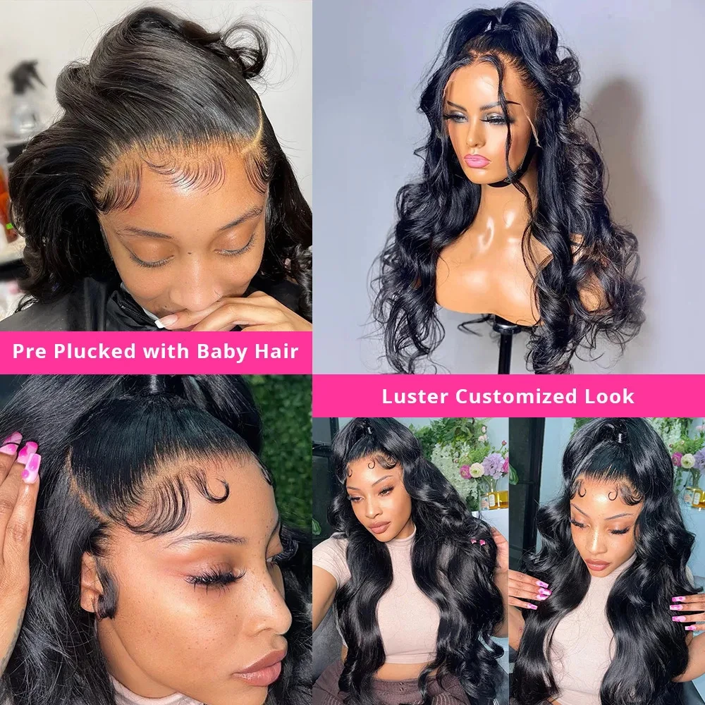 250 Density 40Inch Glueless Wig Human Hair For Women 13x6 Hd Body Wave Lace Frontal Wig Brazilian 13x4 Water Wave Lace Front Wig