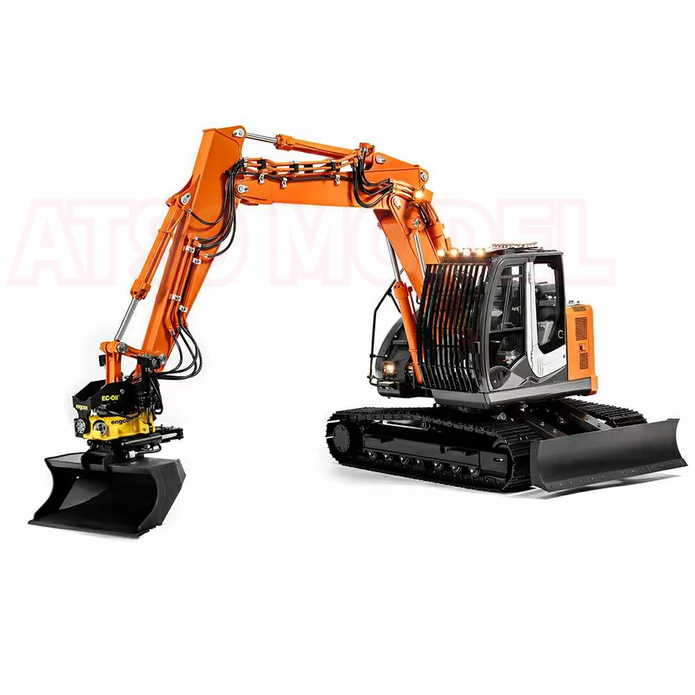 ZX135 Hydraulic RC Excavator 1/14 3-section Arm Short Tail Excavator Metal Model RTR Version with Light Sound System RC Car Toy