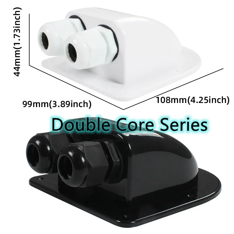 Weatherproof ABS Solar Double Cable Entry Gland, White IP68 Waterproof Weather Resistant Dual Cable Entry Housing for All Cable