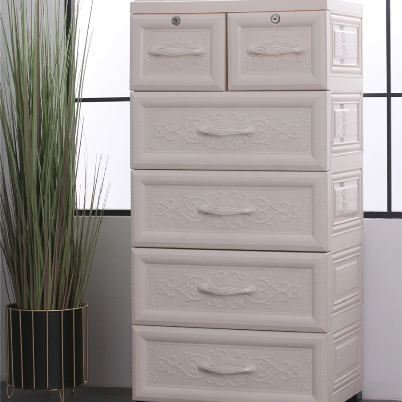 Nordic Carved Closet Storage PVC Storage Drawer Living Room Armarios Dormitorios Plastic Wardrobe Closet Organizer