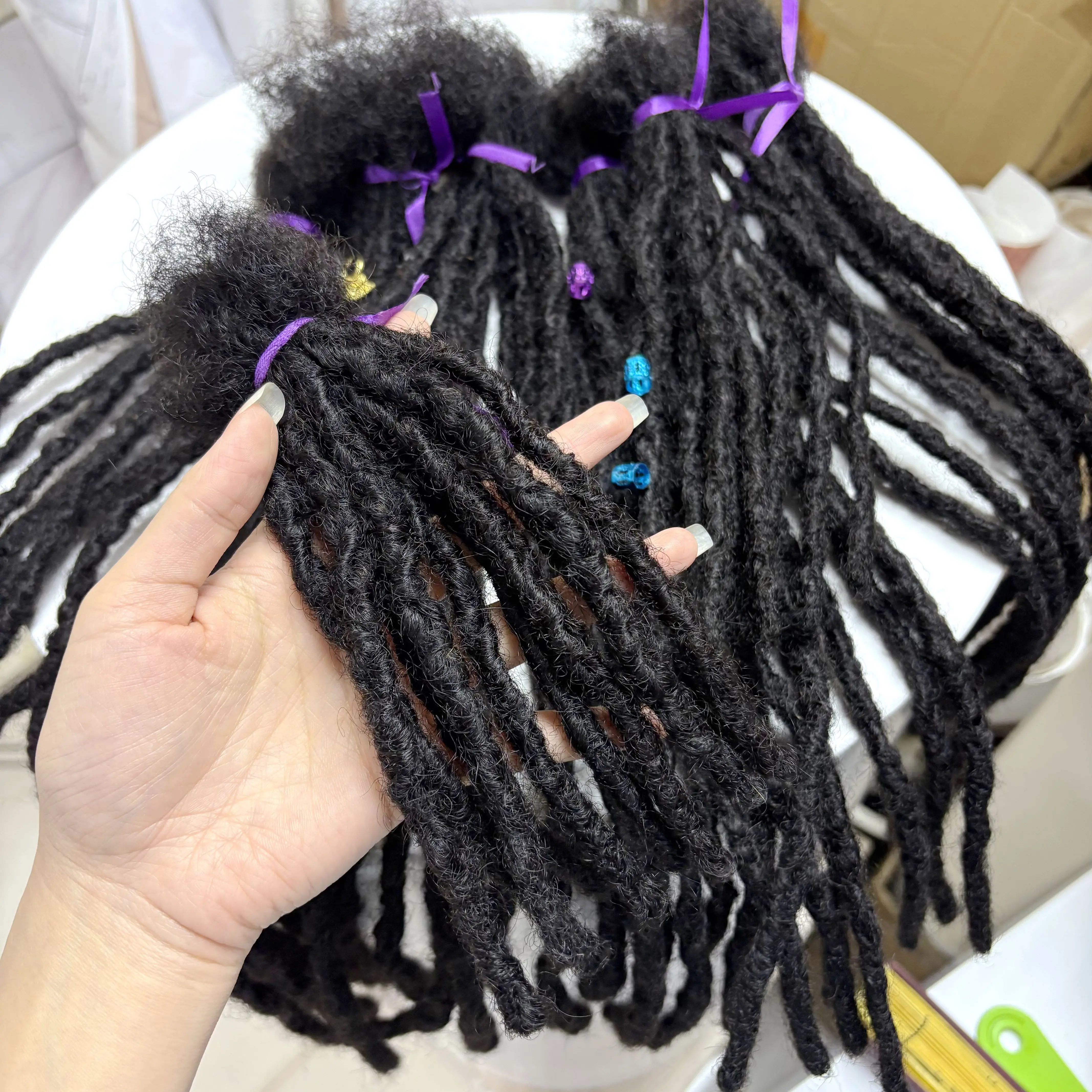 8–14 Zoll, 50 Stränge, natürliche Loc-Verlängerung, Echthaar mit lockigen Enden, 100 % Echthaar, Loc-Dreadlock-Verlängerung für Männer, Frauen, Kinder