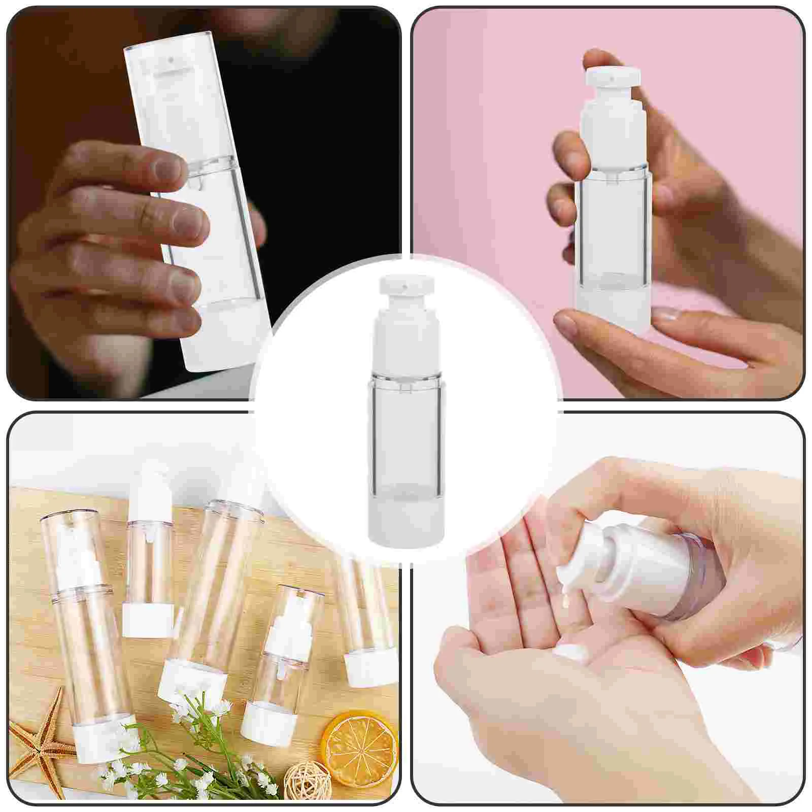 4pcs 30ml Travel Airless Bottles with Vacuum Pump Empty Spray Lotion Bottles for Easy Refills and Cleaning