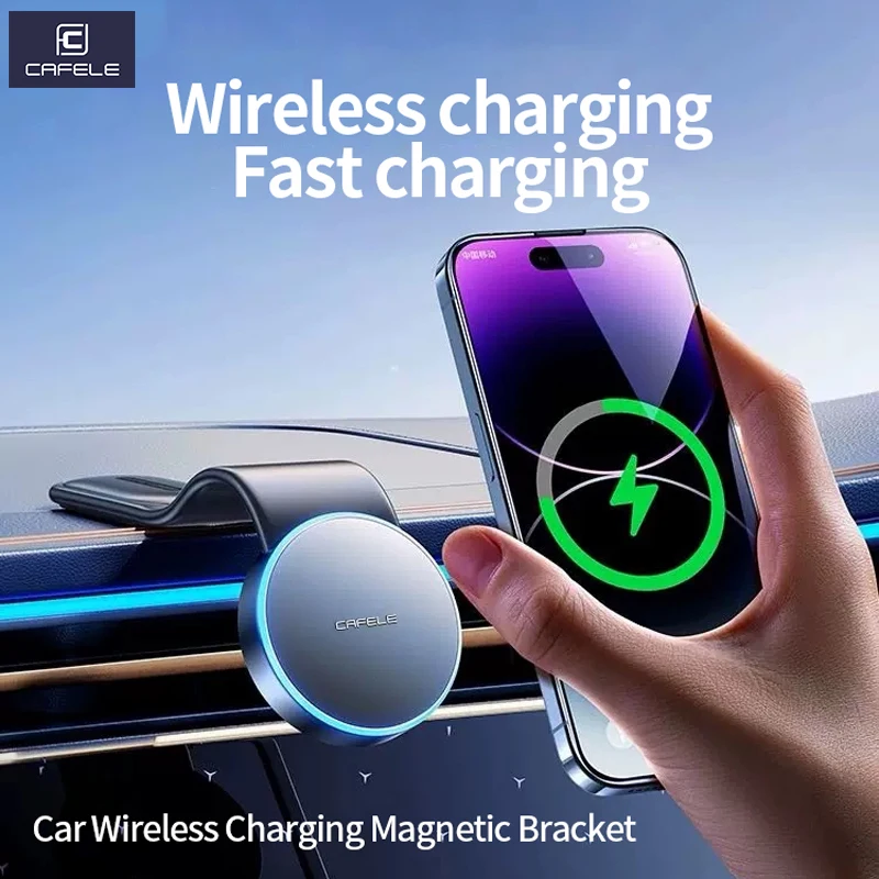 

CAFELE Bendable Universal Magnetic Phone Holder for Car 15W Wireless Charger for iPhone 15 14 All MagSafe Cases Dashboard