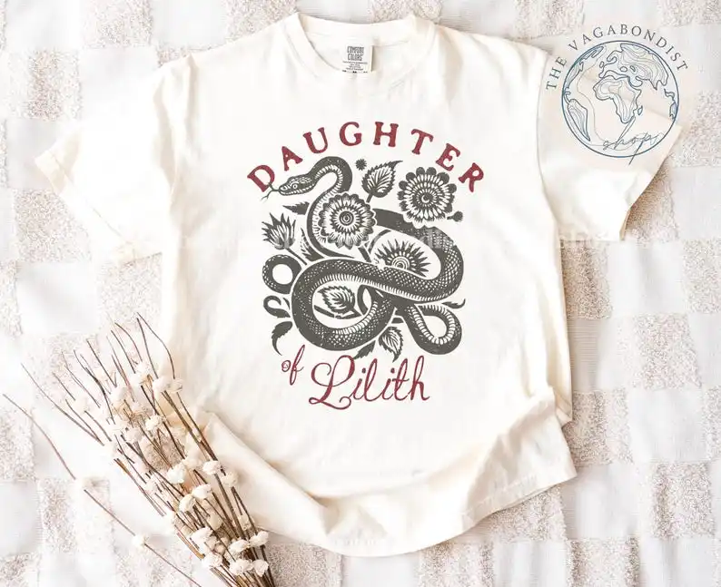 Lilith T-shirt Tee Colors Tee | Linocut Print T Shirt | Dark Feminine Serpent