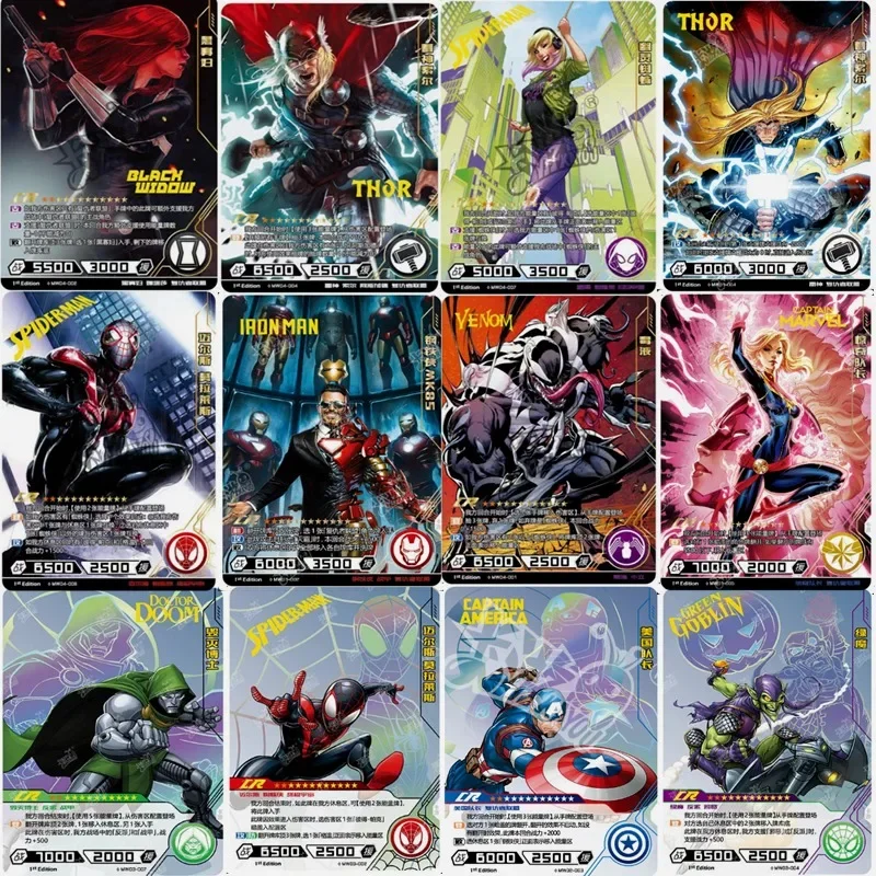 KAYOU-cartas de batalla de Marvel CR, juego de cartas coleccionables de Thunder Force, Viuda Negra, Iron Man, Venom, The Avengers Hero, Duel CR,