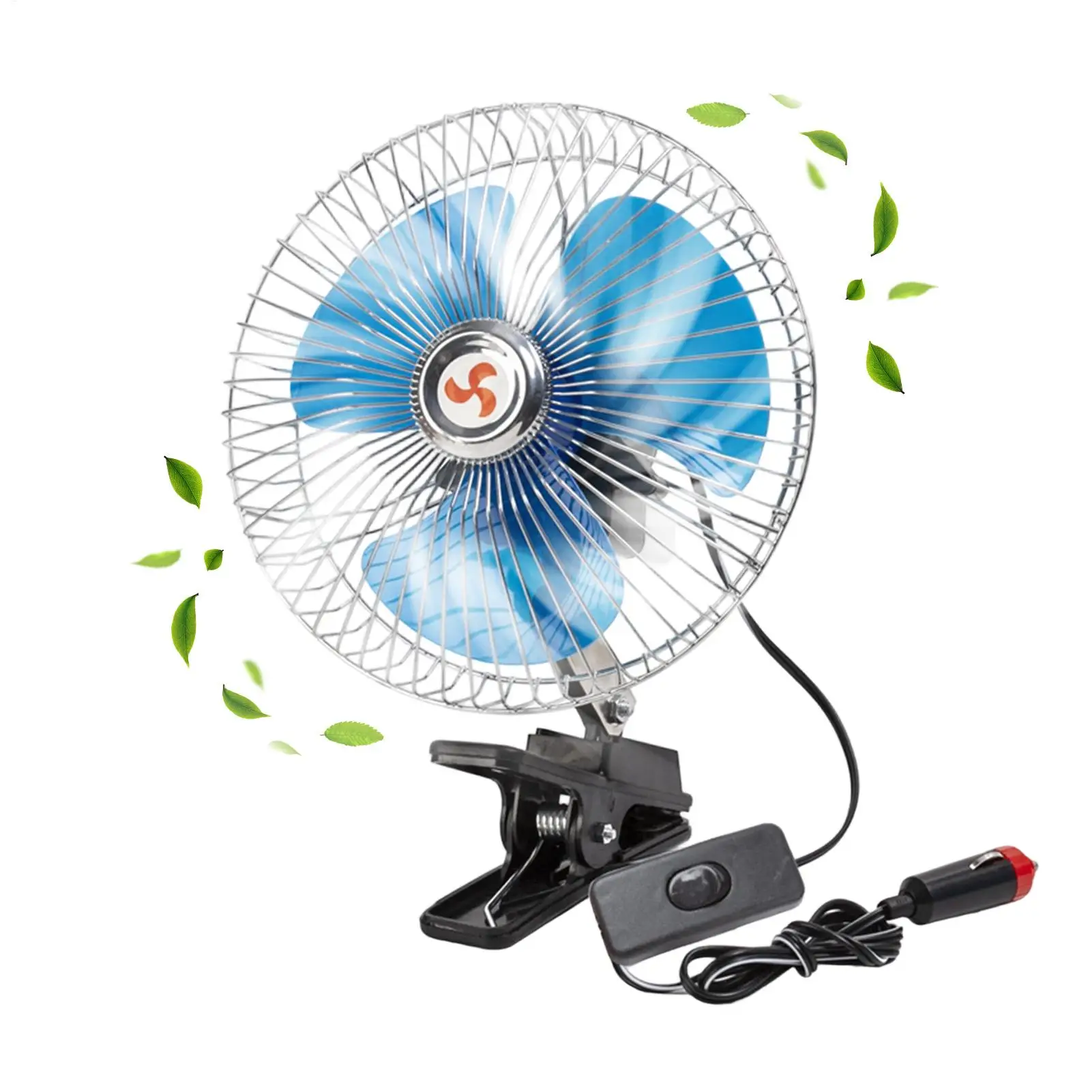 Portable Fan For Car 24V Auto Oscillation Clamp Vehicle Fan Automotive Cooling Gadget For Automotive Truck Sedan SUV RV Camping
