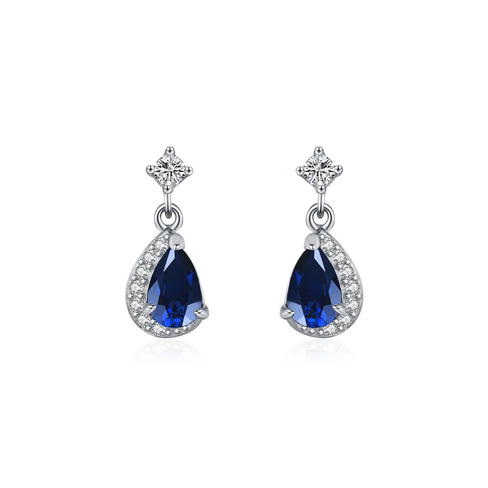 

Apexelle Brand Fashion Jewelry 925 Sterling Silver Earrings For Women Water Droplet Blue Zircon Earrings Fine Jewelry