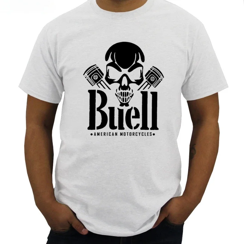 Neu  S M L Xl Xxl 5xl Men's Round Neck Short Sleeves Cotton T-shirt graphic Buell American Motorcycles  Skull Piston  T-shirt