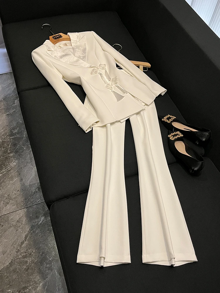 

New Chinese Sle Autumn Winter National Sle Suit Top Women's Host Profional Suit WY07 Ele Sensation Button Design