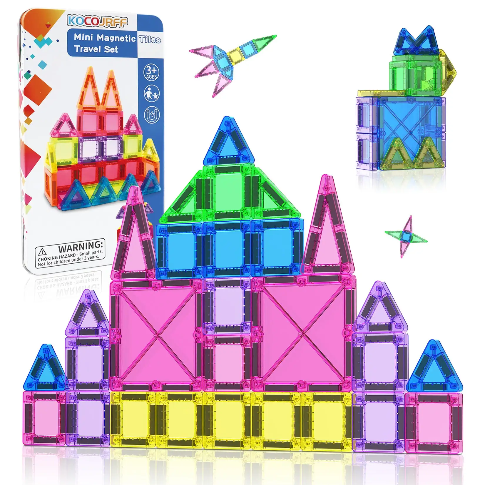 26/48 pièces blocs de construction magnétiques jouets carreaux magnétiques, jouets d'assemblage de voyage portables, combinaison de taille, cadeaux d'anniversaire de noël