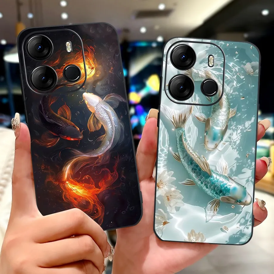 حافظة لهاتف Tecno Pop 7 Pro pop7 BF6 BF7 / Spark GO 2023 حافظة ناعمة غير لامعة من السيليكون Funda Bowknot مصد حيوانات كرتونية فاخرة على شكل زهرة