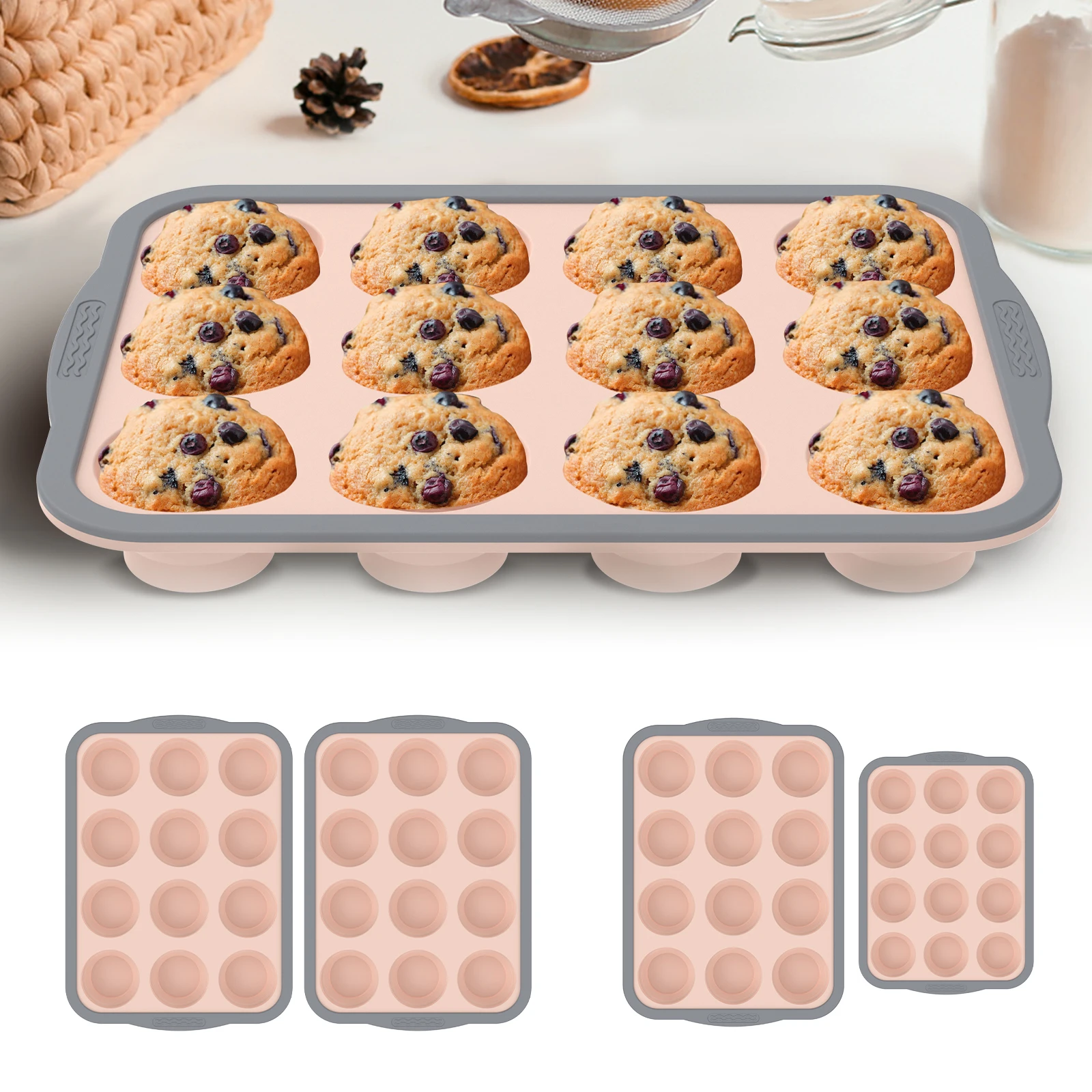

2/3Pcs Silicone Cake Mold 6/12 Holes Baking Tray Non-Stick Muffin Mould Foldable Cupcake Baking Tin DIY Cake Kitchen Accessories