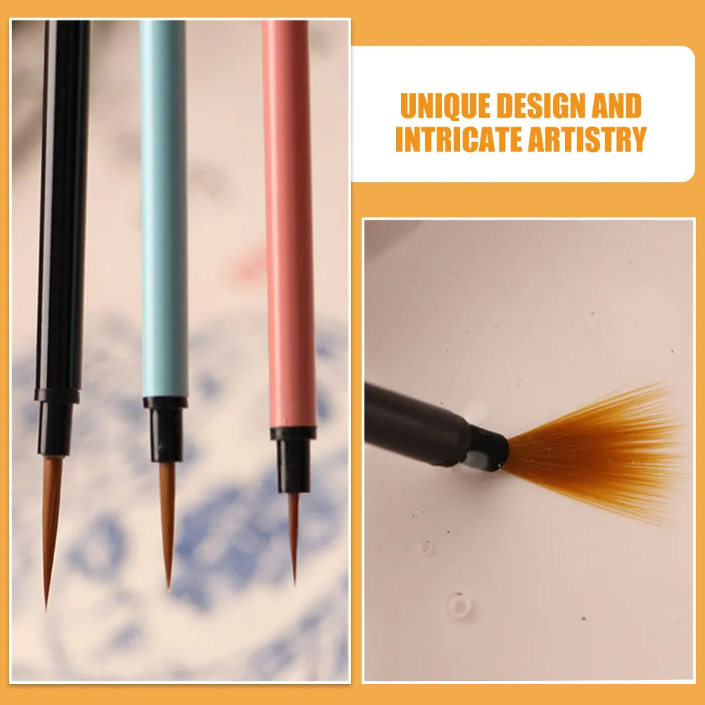 3 pcs Chinese Calligraphy Writing Painting Watercolor Drawing Brush Ink Halloween Christmas New Year Fine Line Paint Brush Set