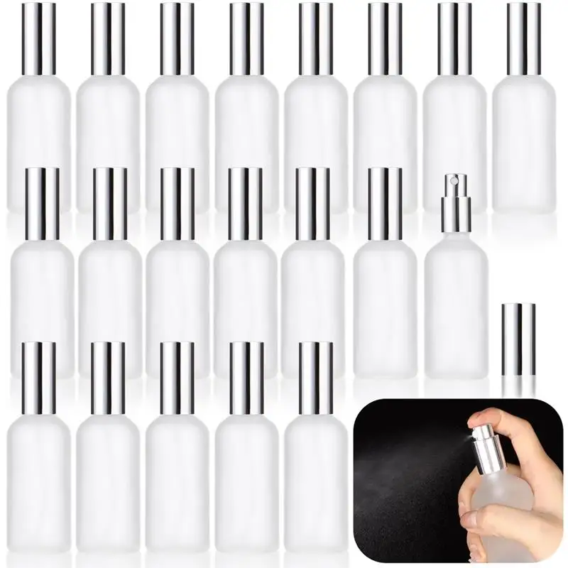 20Pcs/Set Frosted Glass Spray Bottles Empty Perfume Atomizer Reusable Cosmetic Glass Container Refillable Spray Mister 100 Ml