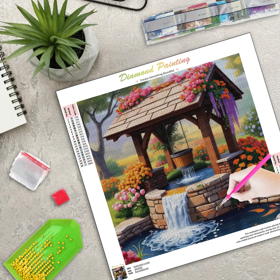 RUOPOTY Diamond Painting Kit Home Wall Decor Diamond Embroidery Well Scenery Full Round/Square Diamond Art Painting Wall Decor