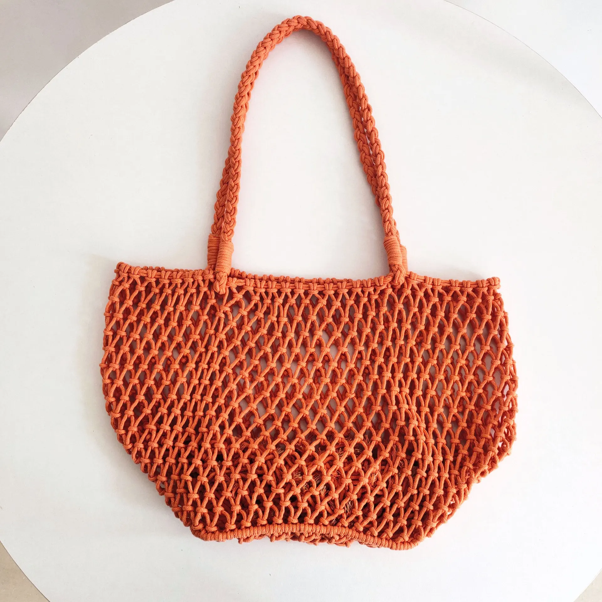 Casual Hollow Finshnet Women Shoulder Bags Rope Woven Large Tote Bag Handmade Summer Beach Handbags Big Bali Shopper Purses 2023