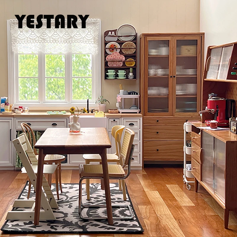 

YESTARY Doll Furniture For 1/6 Bjd Doll House Accessories Cherry Wood Dust Cabinet DIY Fashion Dollhouse Furniture For Obitsu 11