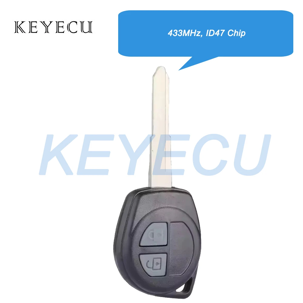

Keyecu FSK 433MHz ID47 Chip Remote Car Key Fob 2 Buttons for Suzuki Celerio Alivio Baleno Old Ck Type D-Zire A Type Jimmy