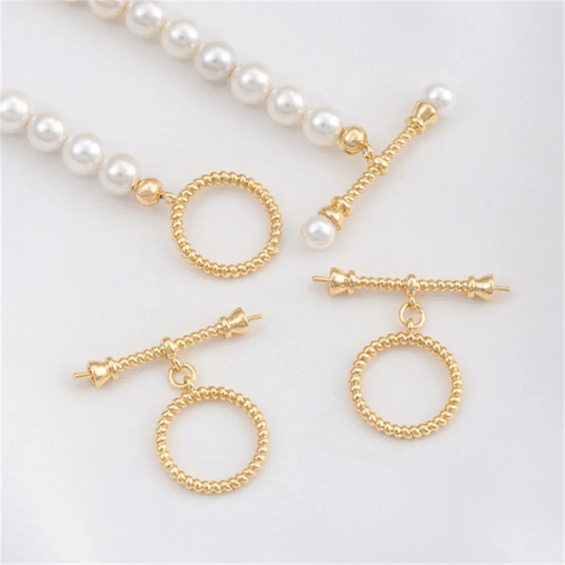 

14K Gold-coated Two Ends Can Be Glued Pearl Thread Ring OT Buckle Diy Bracelet Necklace Jewelry Connection Buckle Accessories