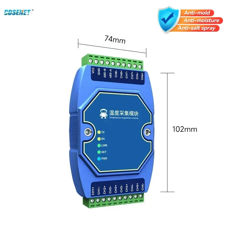

8-Way RS485 Temperature Acquisition Module CDSENT ME31-XDXX0800-485 PT100 RTD High Precision Module Support Modbus DC 8~28V
