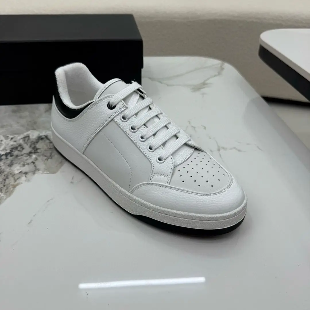 Unisex Retro Daily Casual Shoes Multi Tone Leather Suede Splicing Lace Up Non Slip Street Walking Trainers