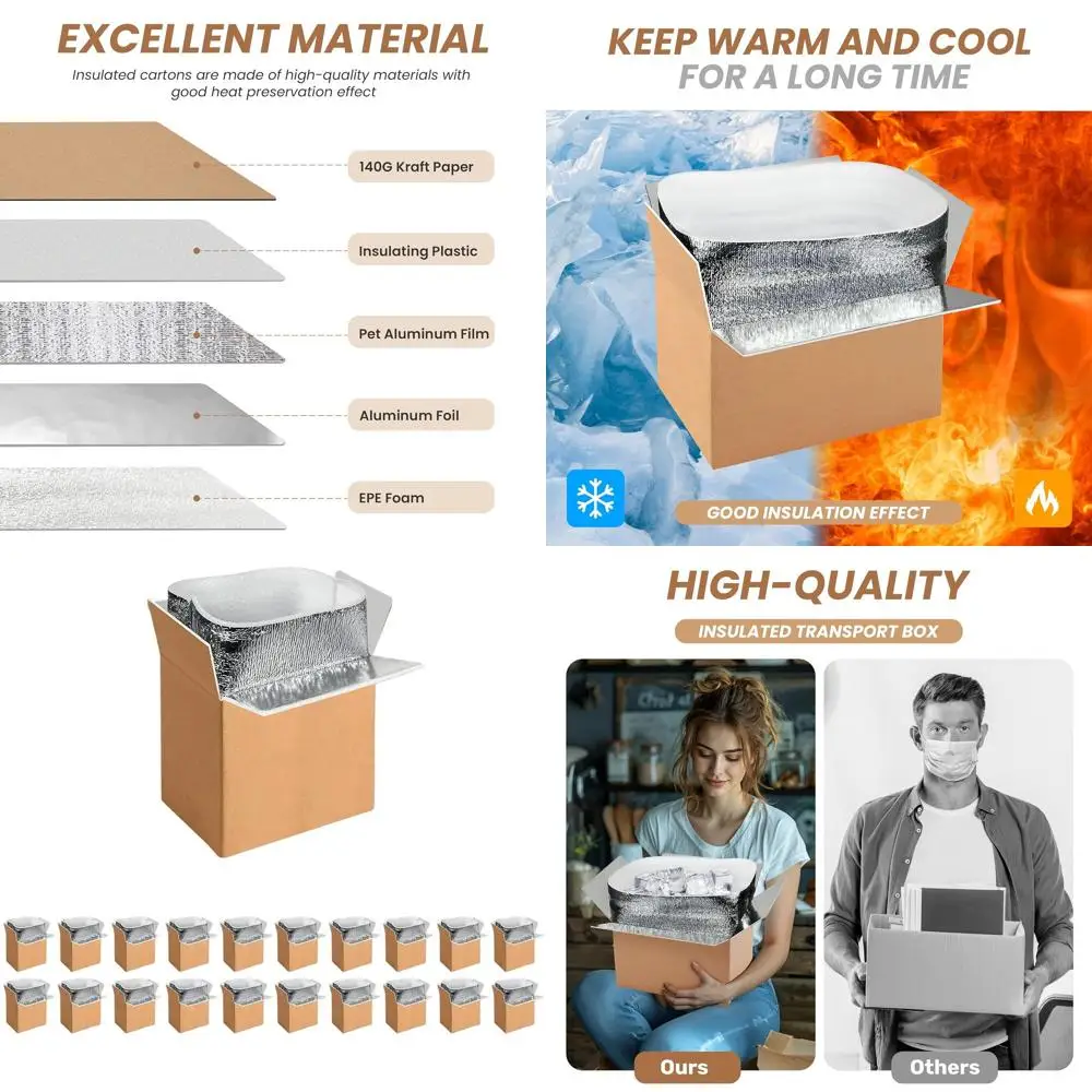 

Термоизолированные почтовые коробки с маслостойким покрытием, 6x5x9, с термоэлементами, многоразовые, из пенопласта, для мелкой пересылки