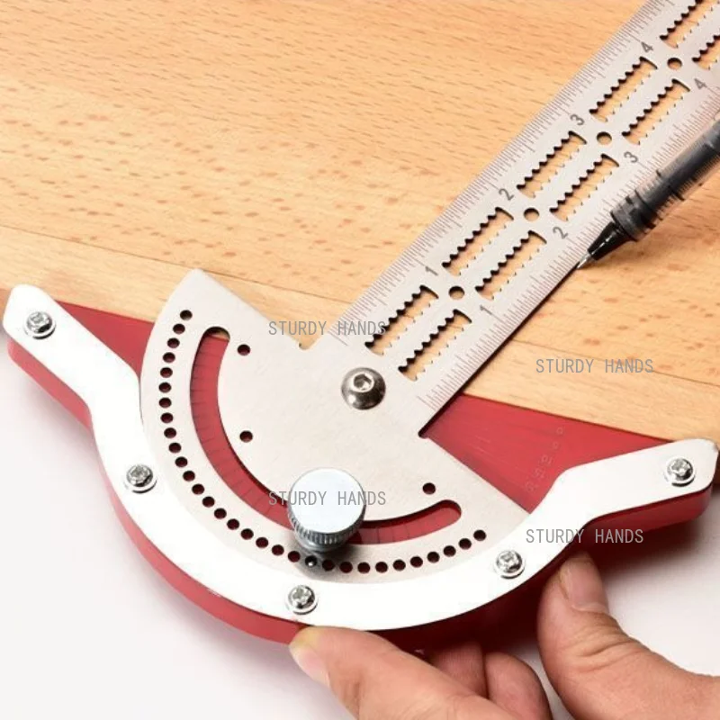 1pc Stainless Steel Woodworking Protractor, T-shaped Angle Ruler, Office Marking Measurement Ruler Tool, Hardware Accessories