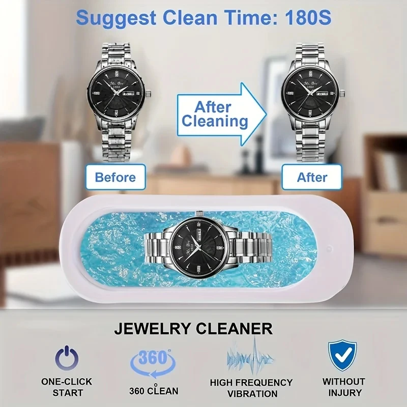 Midea Ultrasonic 360 Degree Cleaning Machine 45KHZ High Frequency Jewelry Eyeglasses Watches Cleaner Timing for Jewelry Eyeglass