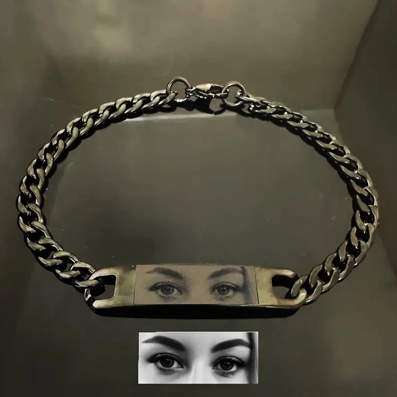 مخصص نقش العين صورة سوار الكوبي ربط سوار للرجال النساء الأزواج الذكرى مجوهرات شخصية هدية عيد ميلاد