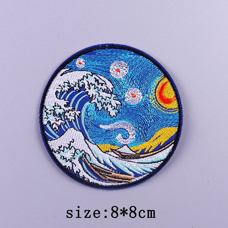 Van Gogh Stickerei Patches Für Kleidung Jesus Kreuz Patch Aufkleber DIY Eisen Auf Patches Für Kleidung Brief Punk Abzeichen Applique – Detail 22