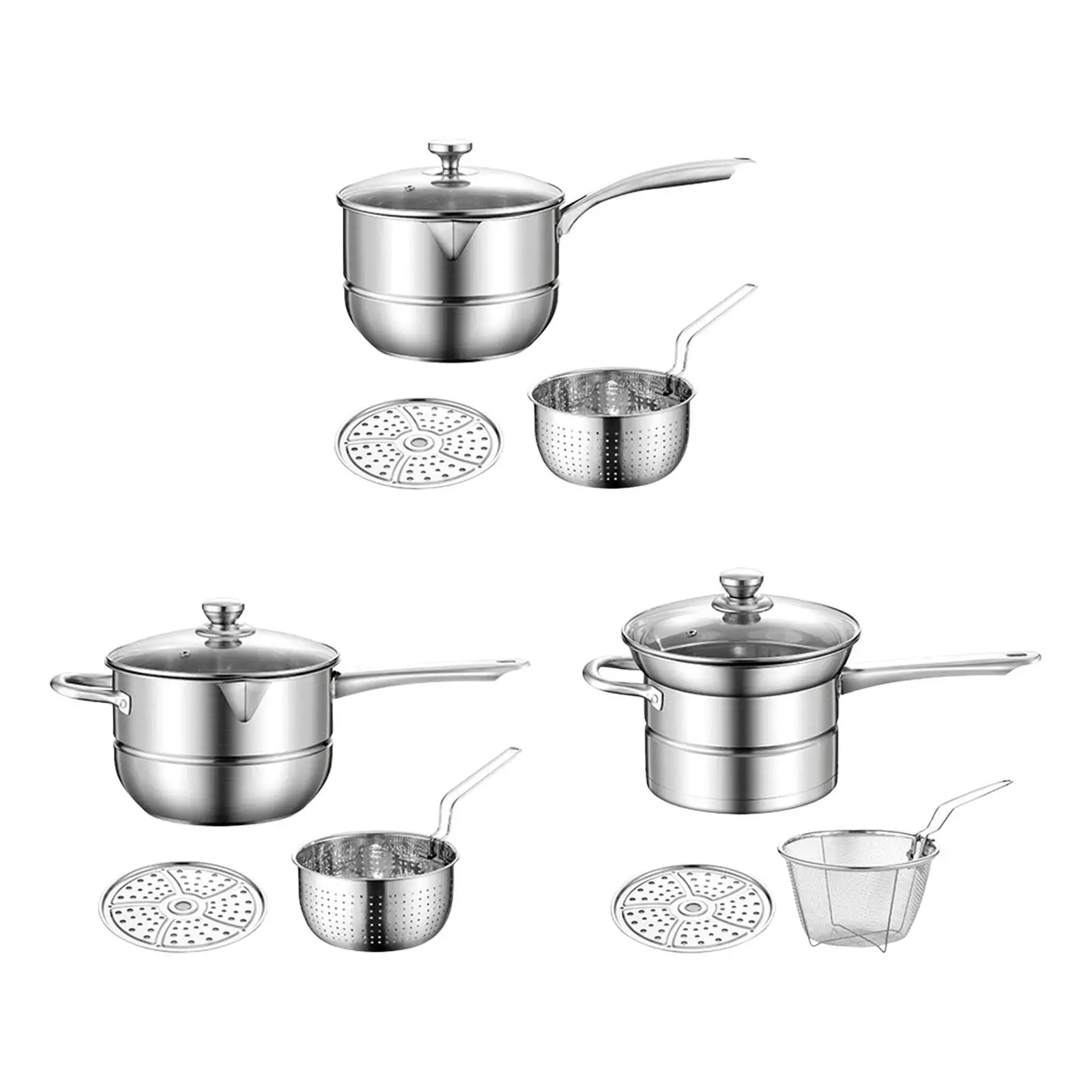 

Deep Frying Pot Milk Warmer Pot Sauce Pan Cooking Boiling Pot Frying Basket Soup Pot for Picnic Kitchen Fried Chicken Baking