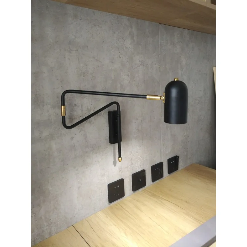 Bedside lamp Wall lamp Bedroom Nordic rocker arm with switch Long arm Long rod Folding telescopic stretchable reading lamp