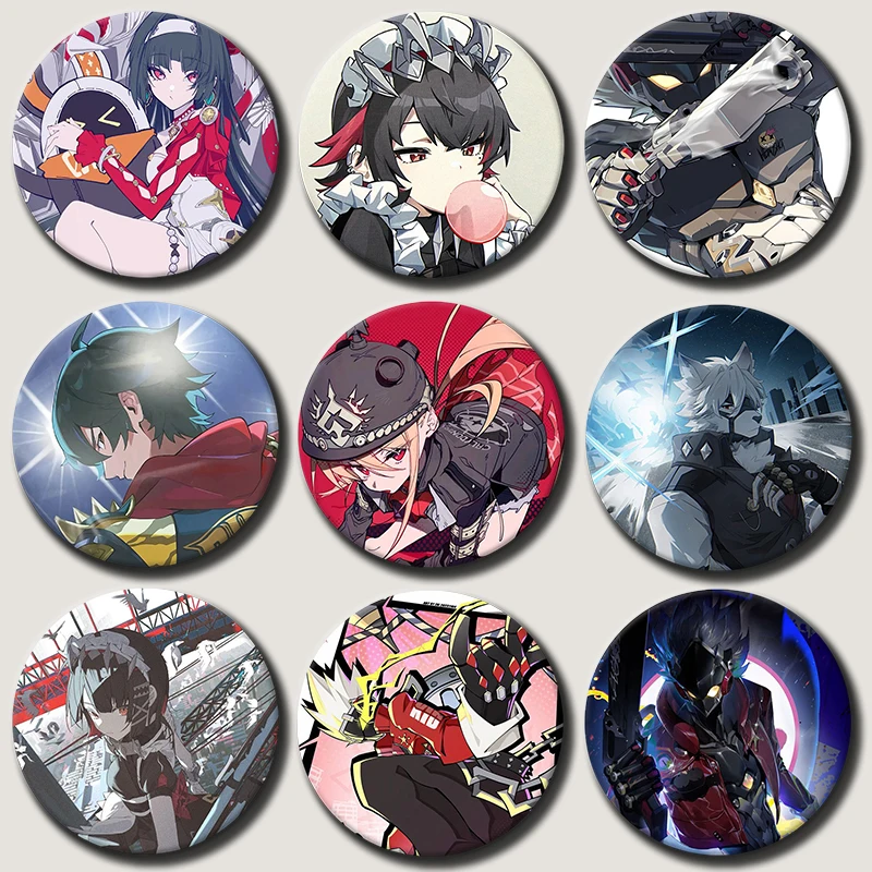 58mm Hot Game Zenless Zone Zero Button Pin Tinplate Brooch Character Cartoon Badge for Backpack Accessories Fans Collection Gift