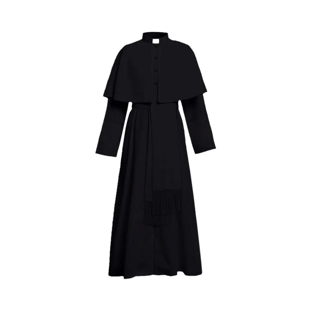 2022 New Cosplay legend Clergy Robe Cassock with Medieval Clergyman Vestments Roman Priest Robe Cassock Costume XS-3XL