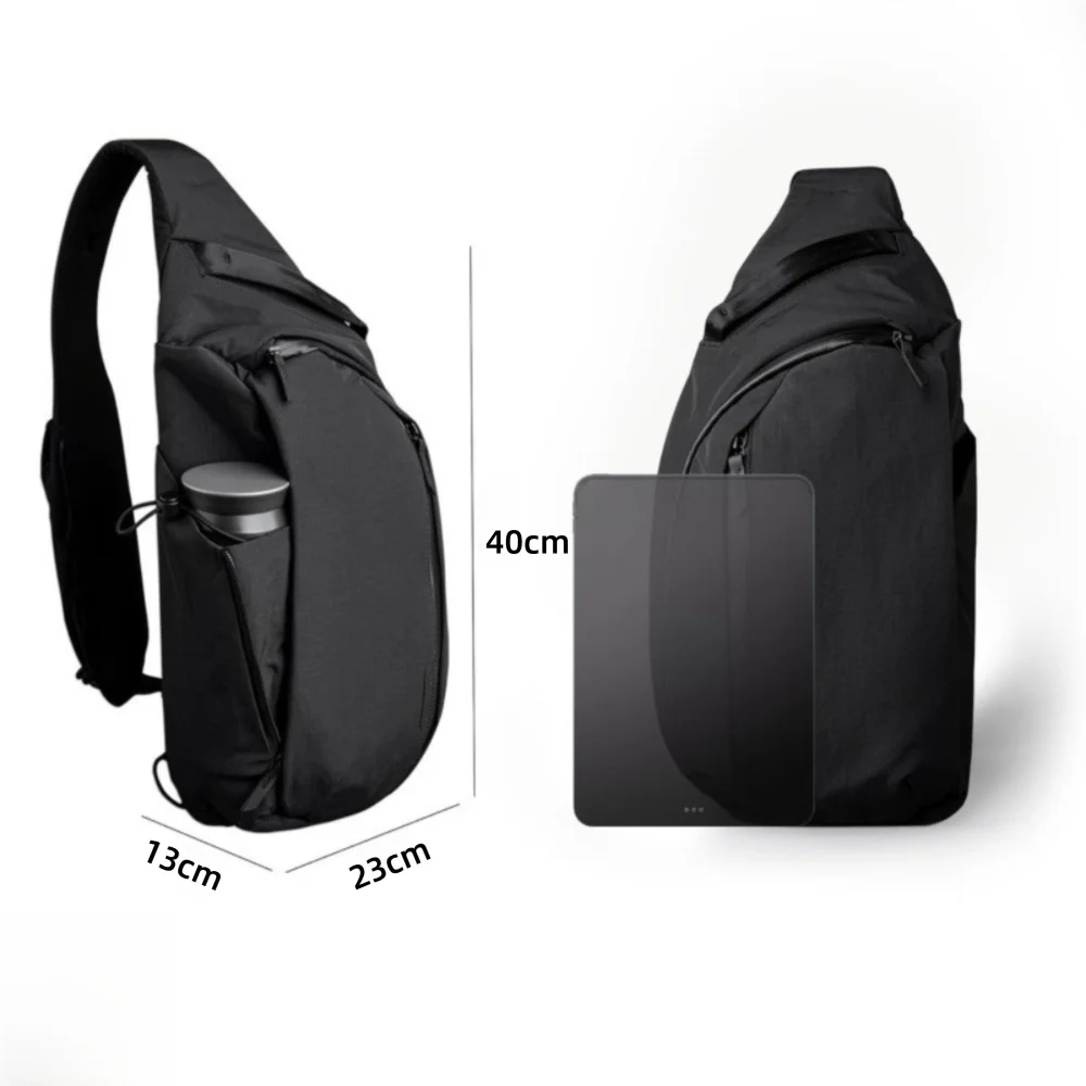 Modische, einfache Umhängetasche mit Wasserflaschenfach, lässiger Sling-Rucksack, einfarbige Umhängetasche für Outdoor-Sport