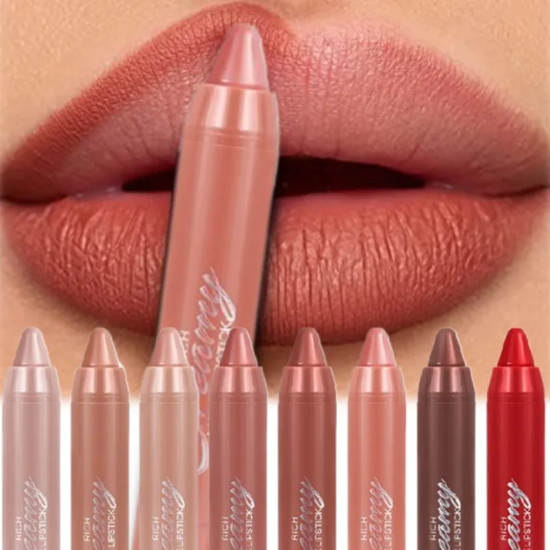 Matte Velvet ลิปสติกดินสอ Moisturizing เซ็กซี่สีแดง Lip Liner Crayon ยาวนานกันน้ํา Non-stick Lip Tint เครื่องสําอาง