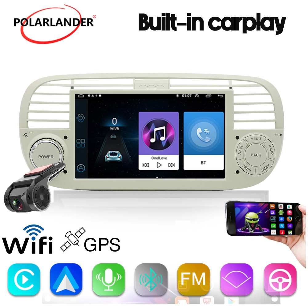 Car Radio 2 din 7″ 1+32G WIFI Bluetooth GPS Mirror Link Android Multimedia Player Carplay/Android Anto 4 Cores