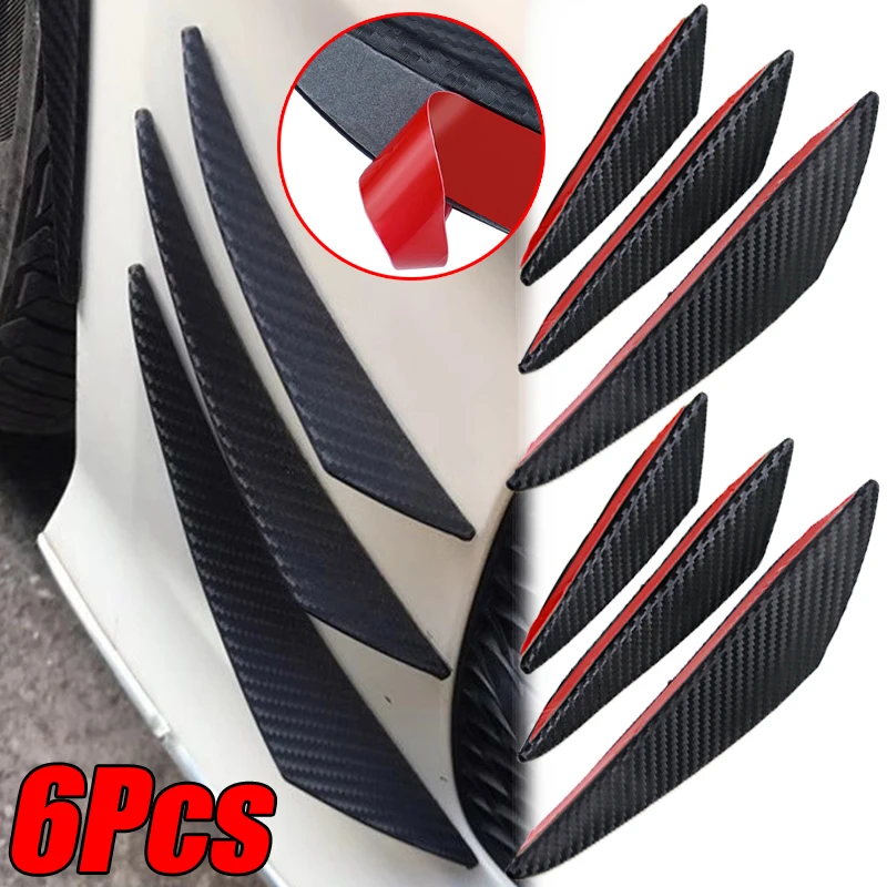 6Pcs Car Front Bumper Lip Diffuser Splitter Fins Body Spoiler Canards Valence Car Tuning Canard Bumper Car Exterior Accessories