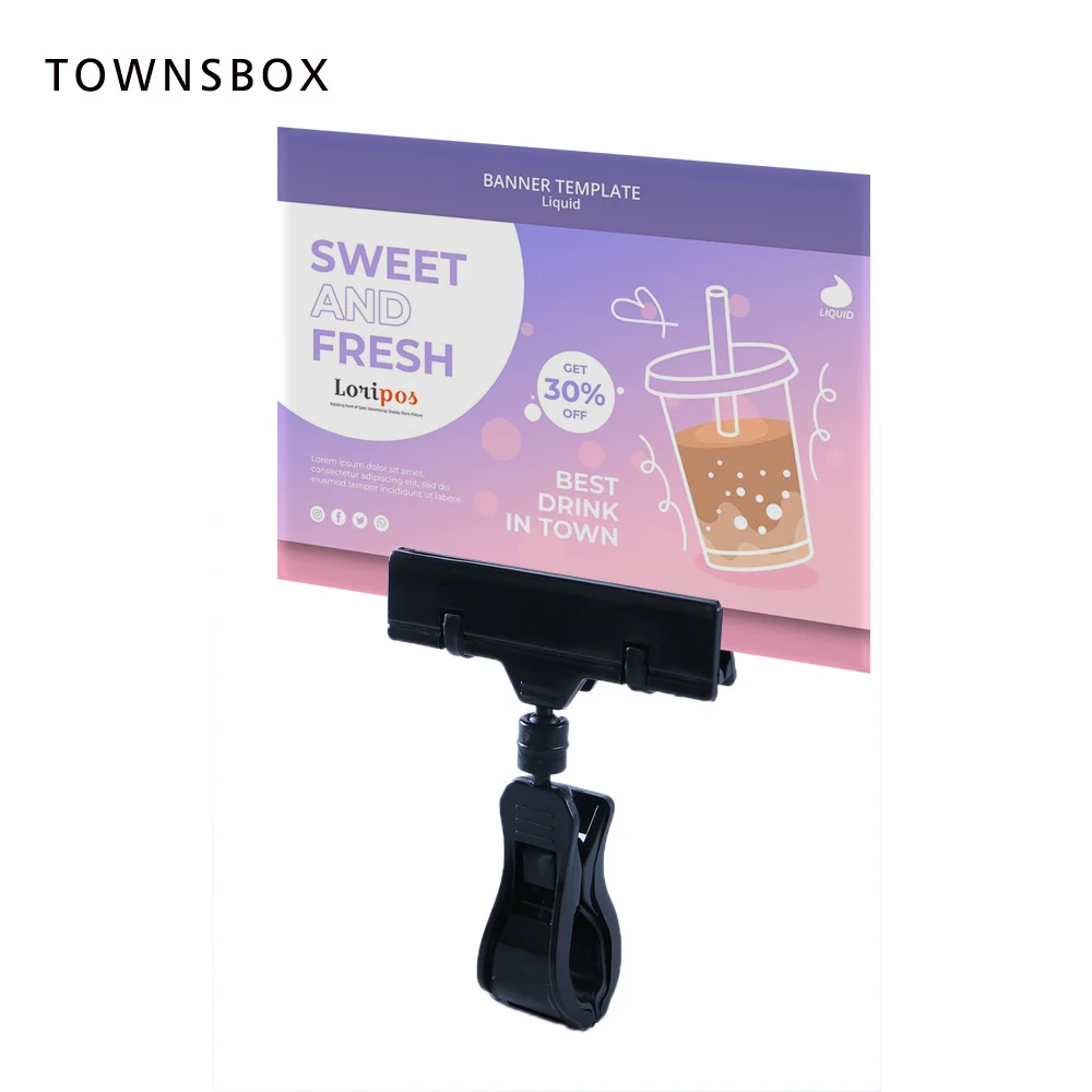 20pcs Black Sidewalk Pop Label Clip Price Tag Display Sign Stand Up Attached To Cube Or Suspended On Shelf | Loripos