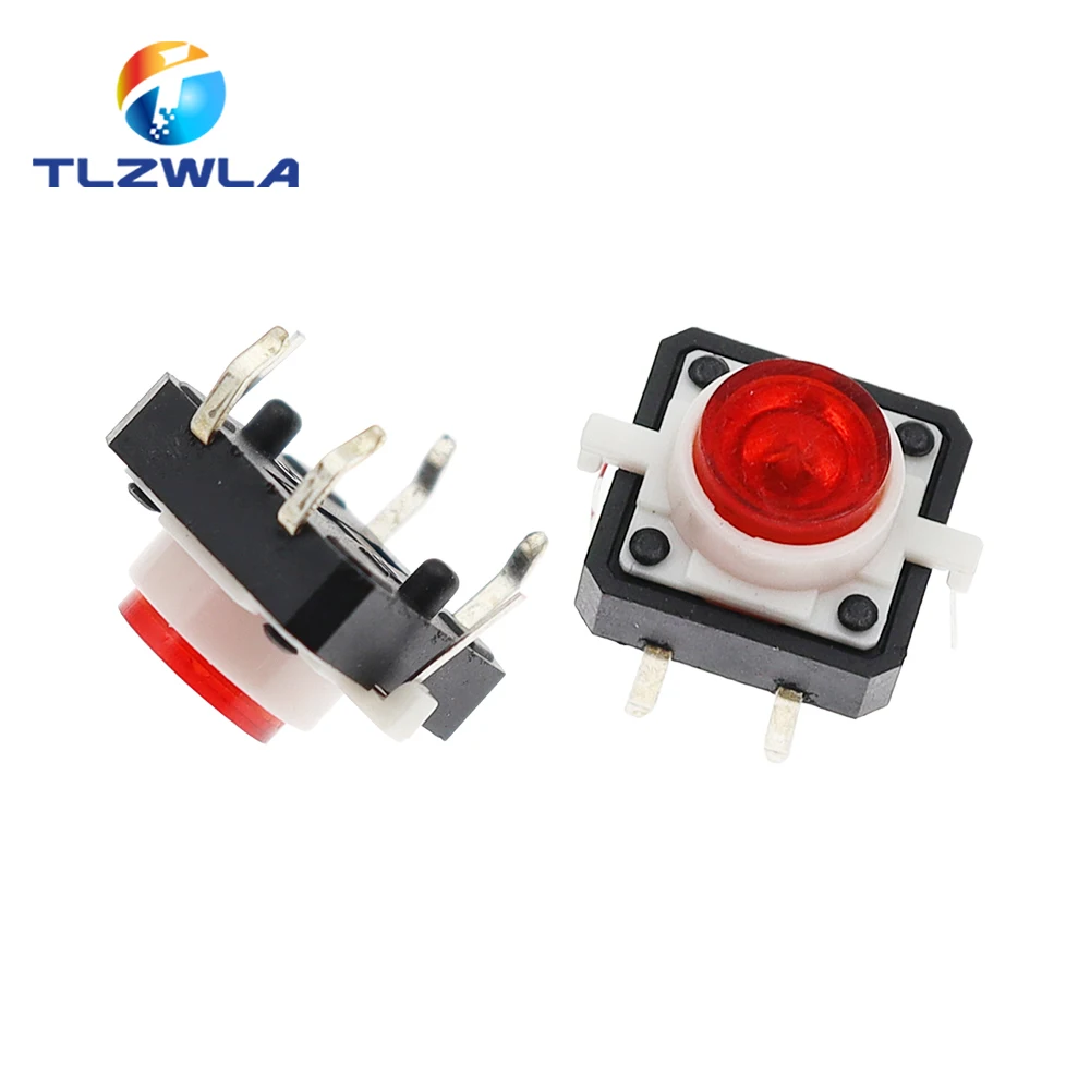 5PCS 12X12X7.3 Tactile Push Button Switch Momentary Tact LED 5 Color 12X12X7.3mm 12*12*7.3mm