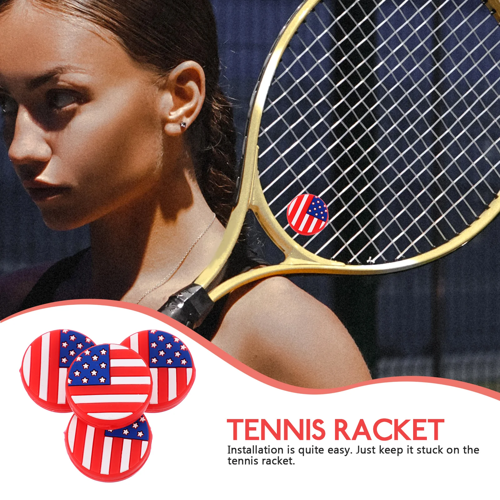 

Silicone Tennis Racket Dampeners Shock Absorbers Vibration Reducer Us Flag Balls Training Equipment Enhance Stability Comfort