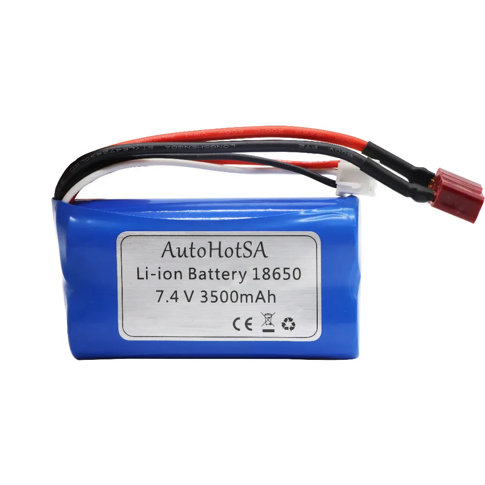 7.4V 3500mah o dużej pojemności akumulator litowo-jonowy 18650 2S T wtyczka dla Q46 Wltoys 10428 /12428/12423 RC akcesoria samochodowe 7.4V JST