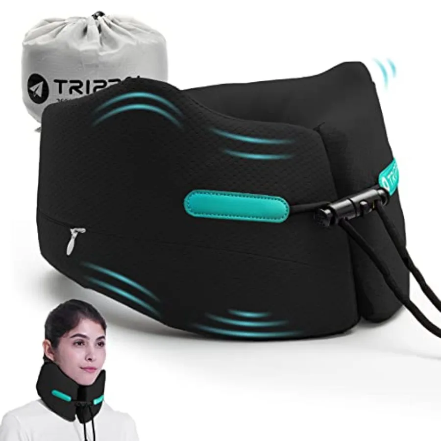 

Travel Pillow Neck Chin Head Support 100% Pure Memory Foam Neck Pillows for Long Flights Airplane Car Office Sleeping Rest Port