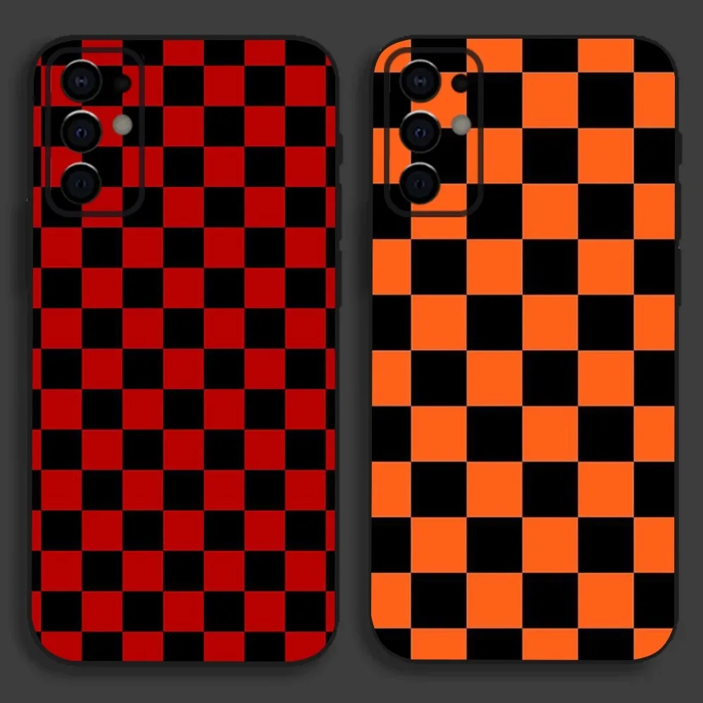 체크 보드 휴대폰 케이스, 삼성 S24,S21,S22,S23,S30, 울트라, S20, 플러스, Fe, 라이트, 노트, 10,9,5G 용, 블랙 소프트 커버