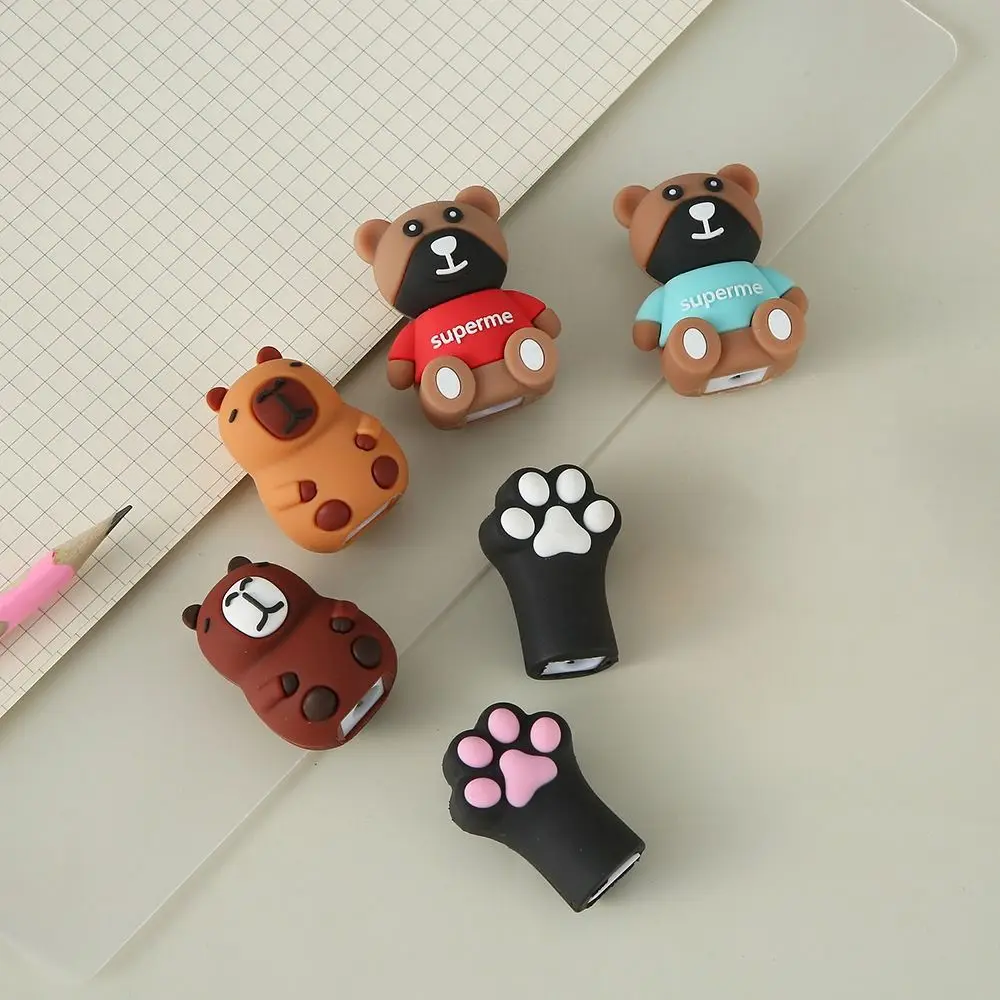 Portable Cute Capybara Pencil Sharpener Anime Single Hole Capybara Pencil Cutter Kawaii Cartoon Pencil Cutting Tools Kids