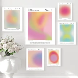 Divine Aura Energy Poster Engraving Female Wisdom Citation Gradient Wall Art Canvas Painting Nordic Wall Painting RoomDecoration